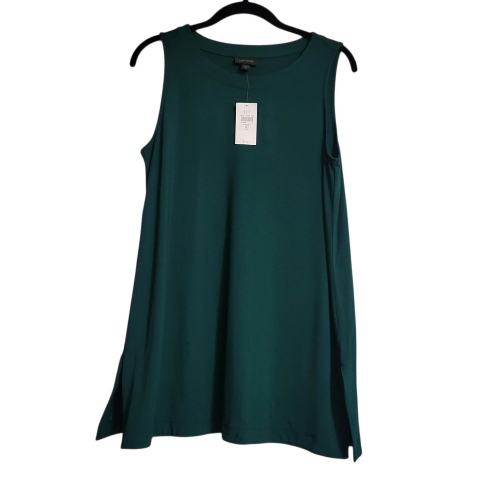 J. Jill Womens S Tall Emerald Green Wearever Tunic Sleeveless Stretch Knit Top